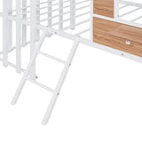 Harper & Bright Designs Kids House Beds Low Loft Bed Frame with Roof, Window, Guardrail and Ladder, Metal Twin Size Loft Bed for Kids Teens Girls Boys (Twin, White)