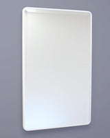 16×20 Austin Farmhouse Metal Framed Rounded Rectangle Recessed Bathroom Medicine Cabinet, Beveled Mirror, 14×18 in-Wall Opening, powder-coated Steel, Glass Shelves, Magnet Close, Brushed Nickel