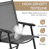 Yaheetech Patio Dining Chairs Set of 4 with Armrests, Outdoor Folding Chairs with Metal Frame and Backrest for Lawn, Garden, Yard and Poolside, Black