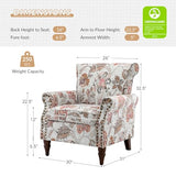 HULALA HOME Modern Wingback Accent Chair with Wood Legs & Removable Cushion, Comfy Upholstered Armchair with Nailhead Trim, Floral Pattern Single Sofa Chair for Living Room Bedroom, Blue
