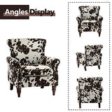 HULALA HOME Modern Wingback Accent Chair with Wood Legs & Removable Cushion, Comfy Upholstered Armchair with Nailhead Trim, Floral Pattern Single Sofa Chair for Living Room Bedroom, Blue