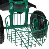 Sunnydaze Garden Cart Rolling Scooter with Extendable Steer Handle?? Swivel Seat and Utility Tool Tray?? Green