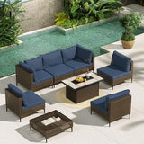 Grand patio 7-Piece Wicker Patio Furniture Set, Boho Outdoor Conversation Set Sectional Sofa with Water Resistant Thick Cushions and Coffee Table, Cream