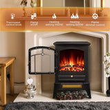 Electric Fireplace Heater with Thermostat Control, 15 Cathedral Stylish Small Fireplace Stove Heater, 3D Realistic Flame Effects, Overheating Safe Design