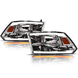 Alpha Owls 8710401 Crystal Headlights With Switchback Sequential LED Light Bar & Startup Light – Black Amber Fits 2009-2018 Dodge Ram 1500 2500 3500/2019-2023 Classic Halogen Models