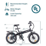 Folding Electric Bike for Adults, 20??3.0 Fat Tire Electric Bicycle, 374.4Wh Battery Ebike, 20MPH Electric Cargo Bike with LCD Color Display & 6 Speed Gears (Fits for 5’0+)