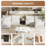 YESHOMY Sectional Modular Sofa U Shaped Chenille Fabric Couch with High Supportive & Soft Sponges and Removable Ottoman, Sleeper Comfy Upholstered Furniture for Living Room, Grey