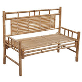 Garden Bench,Ideal Bench Seat with Handles and Backrest, Portable Wooden,Perfect for Indoor and Outdoor Use,Patio Bench with Cushion 47.2 Bamboo