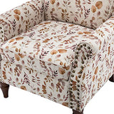 HULALA HOME Modern Wingback Accent Chair with Wood Legs & Removable Cushion, Comfy Upholstered Armchair with Nailhead Trim, Floral Pattern Single Sofa Chair for Living Room Bedroom, Blue