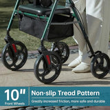 ELENKER Rollator Walker with 10?? Wheels, Sponge Padded Seat and Backrest, Fully Adjustment Frame for Seniors, Green