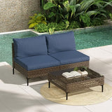 Grand patio 7-Piece Wicker Patio Furniture Set, Boho Outdoor Conversation Set Sectional Sofa with Water Resistant Thick Cushions and Coffee Table, Cream