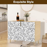 Mid Century Sideboard Buffet Kitchen Storage Cabinet with 2 Doors Ornate Seamless Border Eastern Style Light Beige for Ornamental Cupboard Console Table Bar Cabinet for Dining Room Hallway